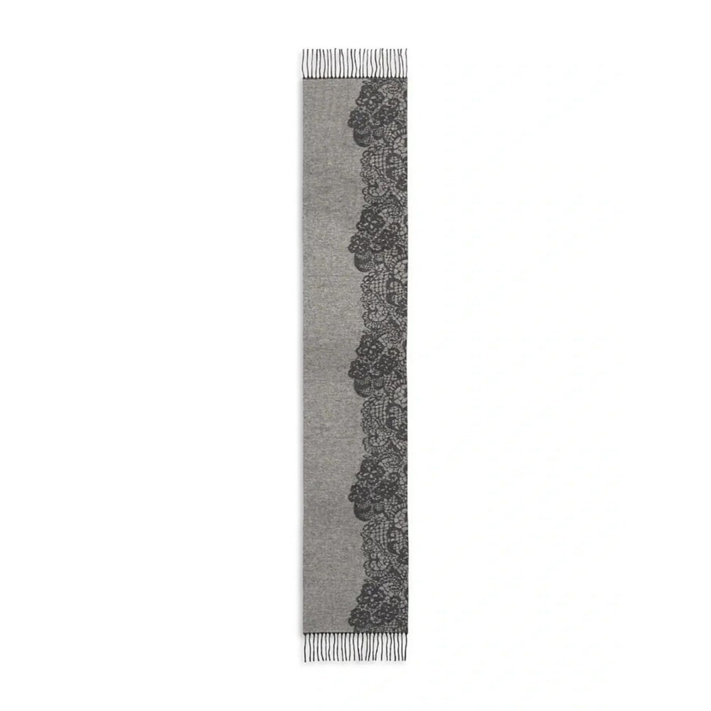 C by Bloomingdale's Women's 100% Cashmere Lace Print Scarf Gray One Size